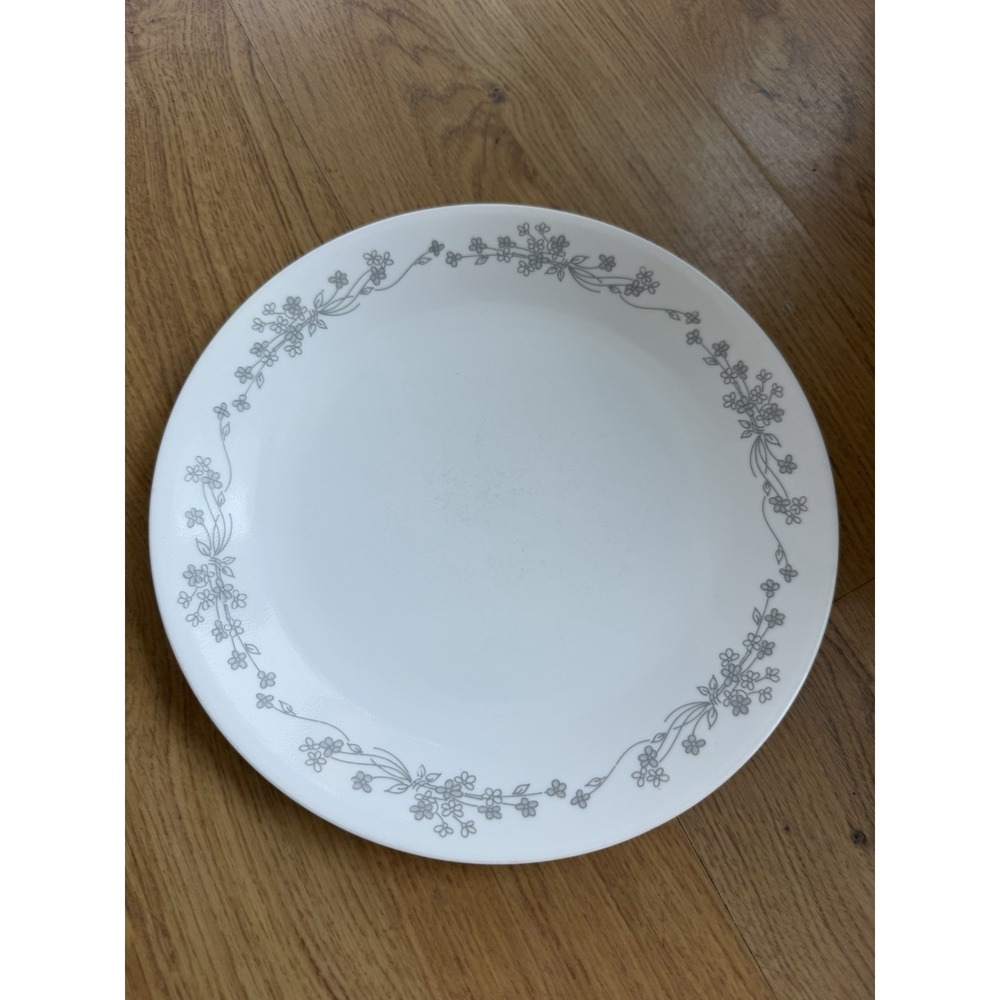 CORELLE RIBBON BOUQUET GRAY PATTERN DINNER PLATE USA